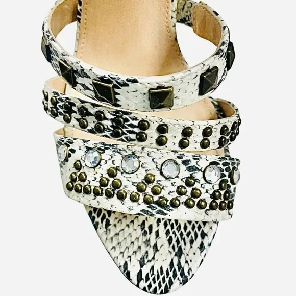 Colin Stuart Python Embossed Stud & Rhinestone Platform Shoes 8 - Picture 3 of 7